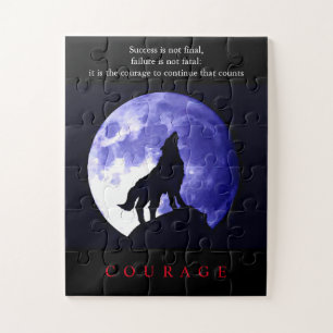 Puzzle Wolf Blue Night Motivational Courage