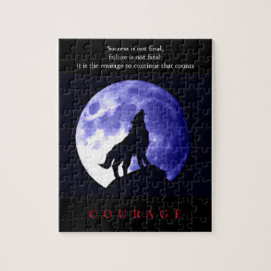 Puzzle Wolf Blue Night Motivational Courage
