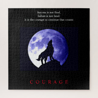 Puzzle Wolf Blue Night Motivational Courage