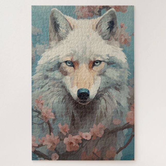 Puzzle Wolf en fleurs du printemps (Vertical)