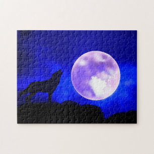 Puzzle Wolf Fullmoon & Blue Night - Wild Animaux Art