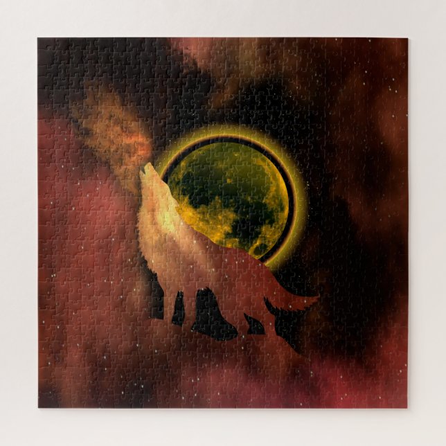PUZZLE WOLF HOLING DANS LA GALAXIE DE LA LUNE SPATIALE (Vertical)