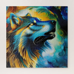 Puzzle Wolf Howl coloré