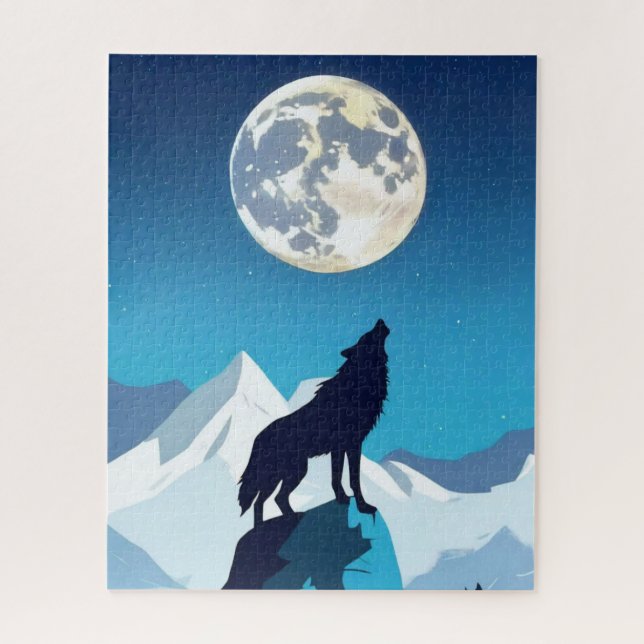 Puzzle Wolf Howling à la Pleine lune (Vertical)