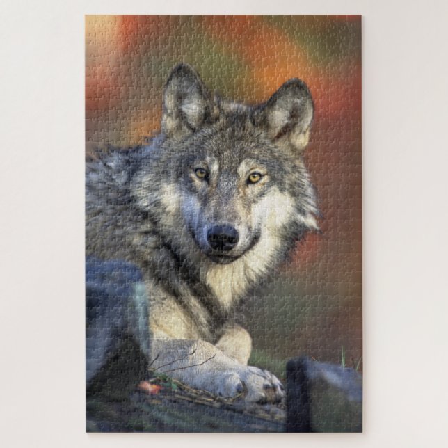 Puzzle Wolf in the Woods Hunting (Vertical)