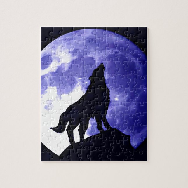 Puzzle Wolf Silhouette & Pleine lune (Vertical)