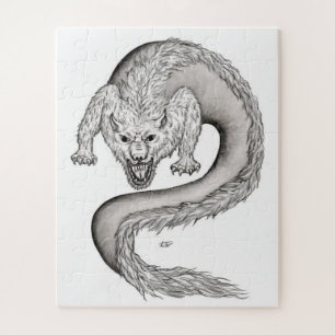 Puzzle Wolfdragon design noir et blanc