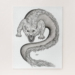 Puzzle Wolfdragon design noir et blanc