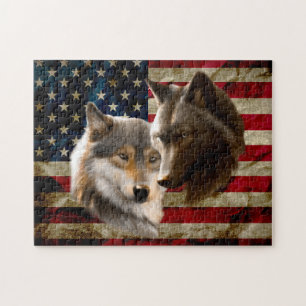 Puzzle Wolves American Flag