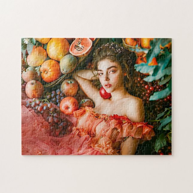 Puzzle Woman with fruits and flowers portrait style (Horizontal)