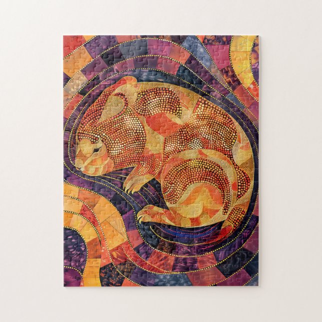 Puzzle Wombat en style Art numérique aborigène (Vertical)