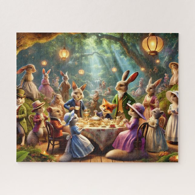 Puzzle Woodland Tea Party Whimsical Forest Animals (Horizontal)