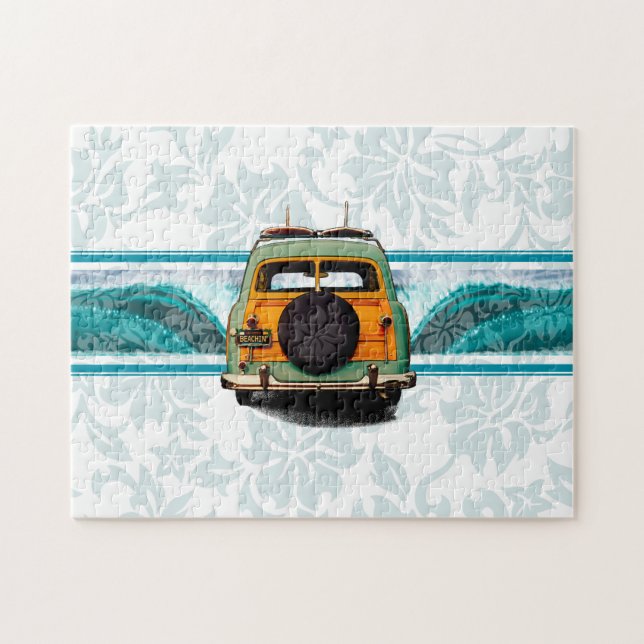 Puzzle Woody Wave Hawaiian Surf Illustration (Horizontal)