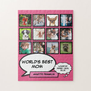 Puzzle Worlds Best Mom 12 Photo Collage rose
