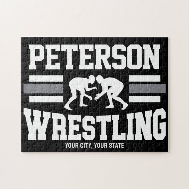 Puzzle Wrestler AJOUTER LE NOM École Athlète Équipe de lu (Horizontal)