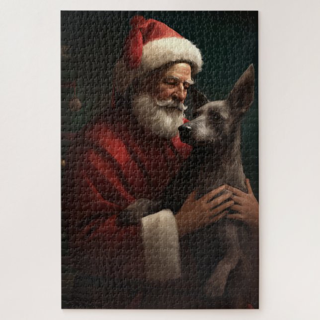 Puzzle Xoloitzcuintli avec le Père Noël fête de Noël (Vertical)