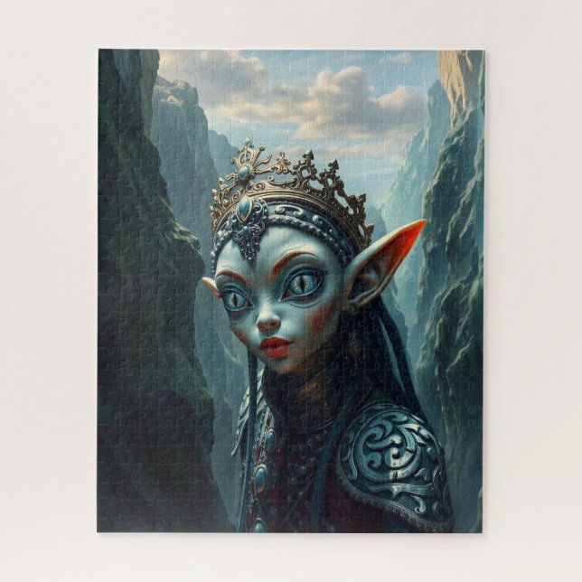 Puzzle Xylariel Souveraine Azurée Fantastique Sombre Elfi (Vertical)