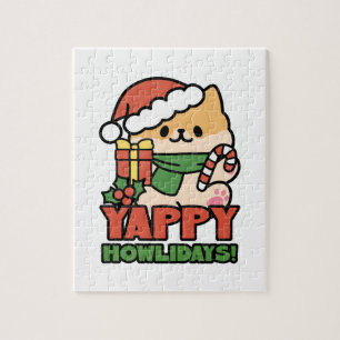 Puzzle Yappy Howlidays - Jote Christmas Dog Cartoon