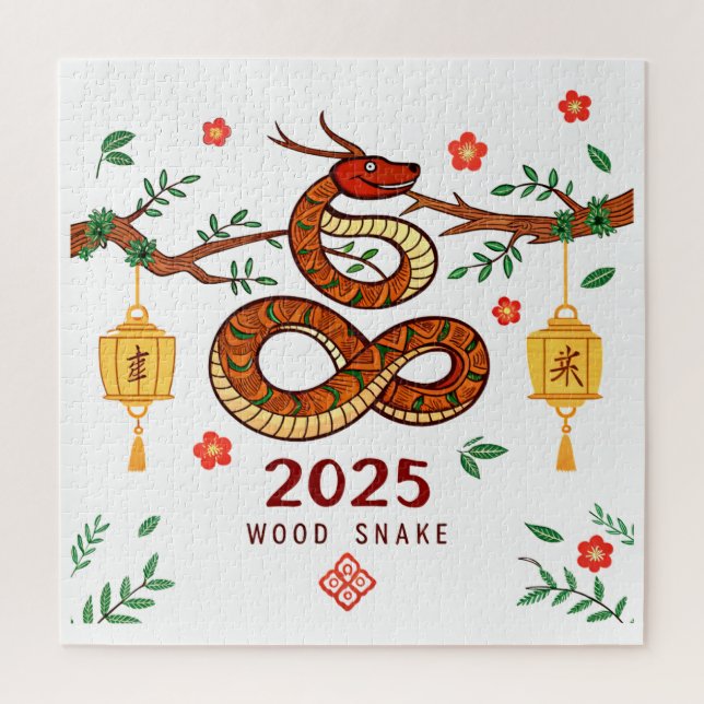 Puzzle Year 2025 Wood Snake. Chinese horoscope  (Vertical)