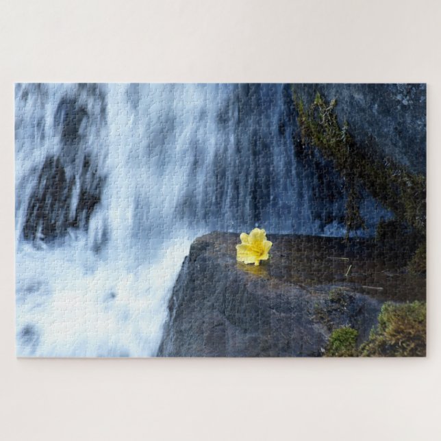 Puzzle Yellow Flower Primrose at Waterfall (Horizontal)