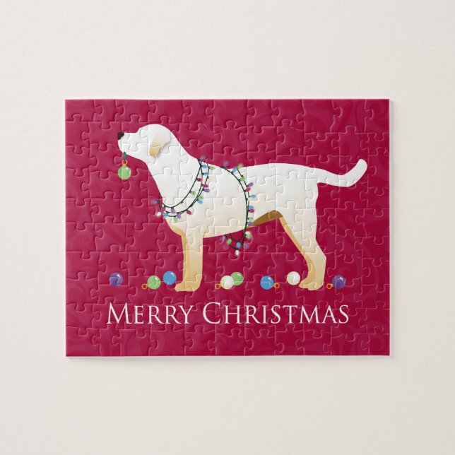 Puzzle Yellow Labrador Retriever Joyeux Noël Design (Horizontal)
