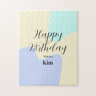 Puzzle Yellow purple green happy birthday abstract pastel