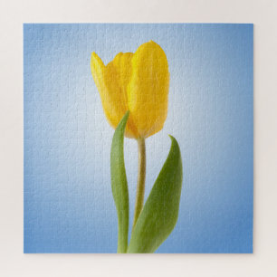 Puzzle Yellow Tulip Minimal Floral Nature Photo Poster