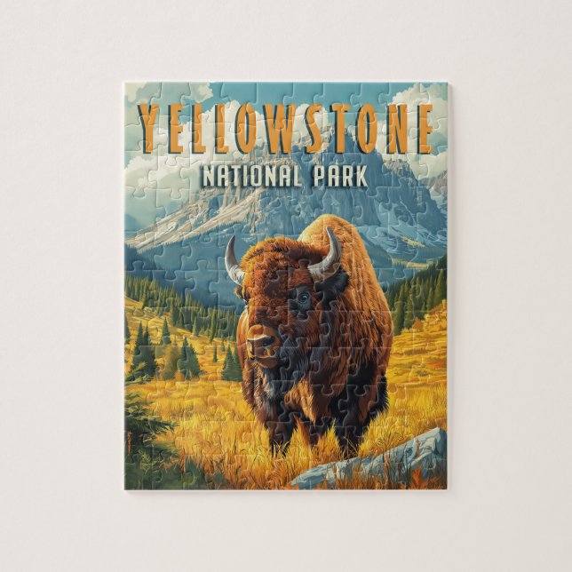 Puzzle Yellowstone : Un voyage rétro (Vertical)
