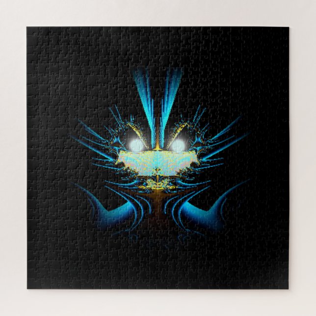 Puzzle Yeux Brûlants Dragon Alien Bleu et Noir (Vertical)