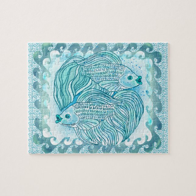 Puzzle Yin Yang Carpe Koï Bleue (Horizontal)