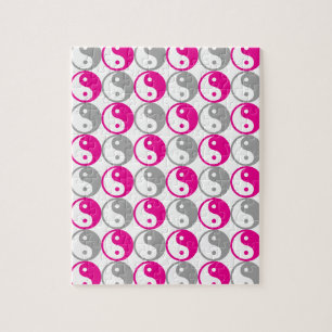 Puzzle Yin yang gris et rose motif