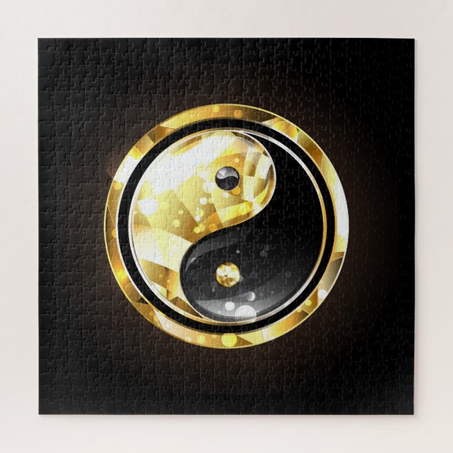 Puzzle Yin Yang or sur noir (Vertical)