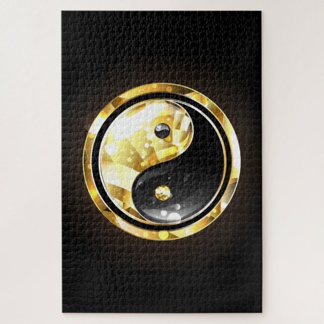 Puzzle Yin Yang or sur noir (Vertical)