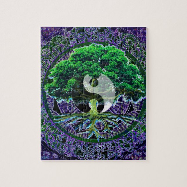 Puzzle Yin Yang with Tree of Life (Vertical)