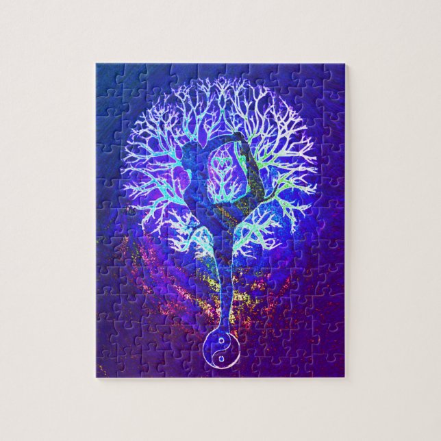 Puzzle Yoga Arbre Violet Paix Arc-en-ciel (Vertical)