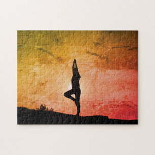 PUZZLE YOGA AU COUCHER DU SOLEIL