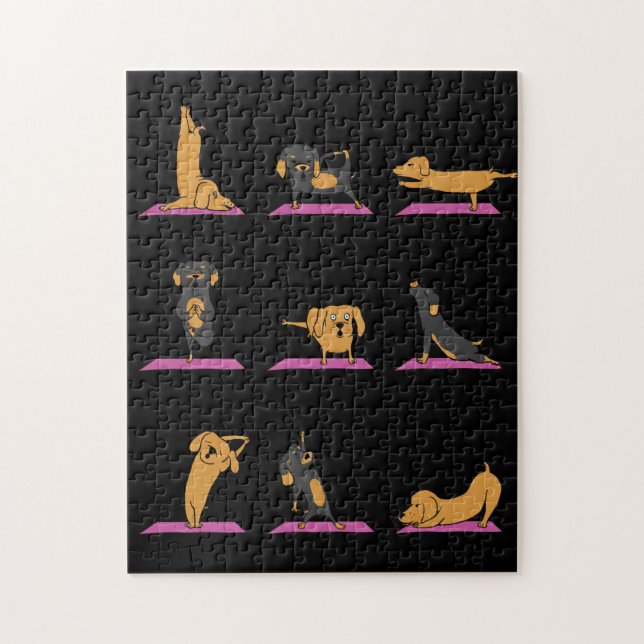 Puzzle Yoga Wiener Chien Dachshund Drôle Drôle Jig Saw Pu (Vertical)