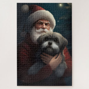Puzzle Yorkipoo avec Noël Festif du Père Noël