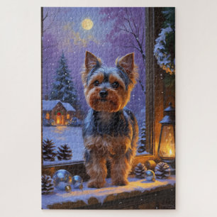 Puzzle Yorkshire Terrier avec lumières de Noël vacances