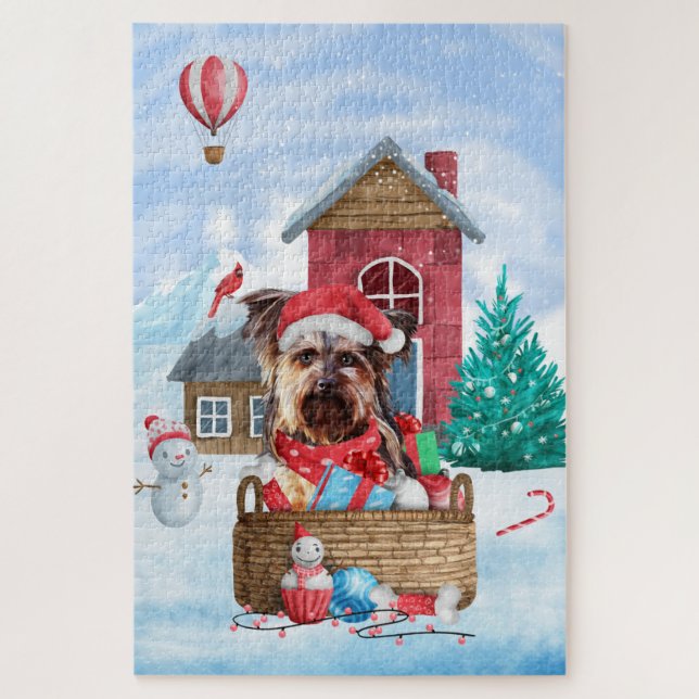 Puzzle Yorkshire Terrier chien dans la maison de Noël enn (Vertical)
