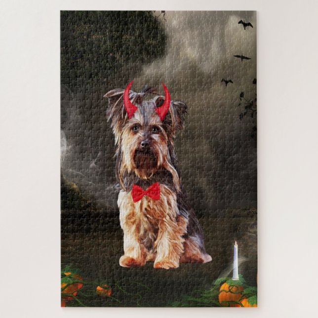 Puzzle Yorkshire Terrier Chien en costume d'Halloween (Vertical)