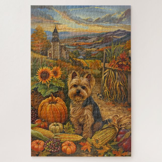 Puzzle Yorkshire Terrier Chien Moisson Automne Moisson Th (Vertical)