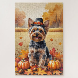 Puzzle Yorkshire Terrier Feuilles d'automne Art de Thanks