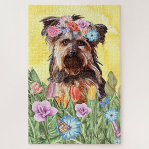 Puzzle Yorkshire Terrier Fleurs de chiens