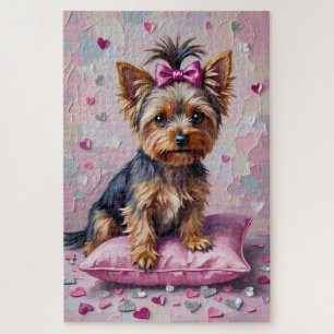 Puzzle Yorkshire Terrier Saint-Valentin Cœur Pailleté