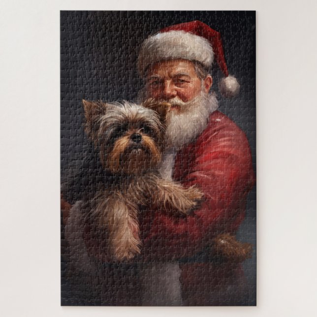 Puzzle Yorkshire Terrier Santa Claus Festive Noël (Vertical)