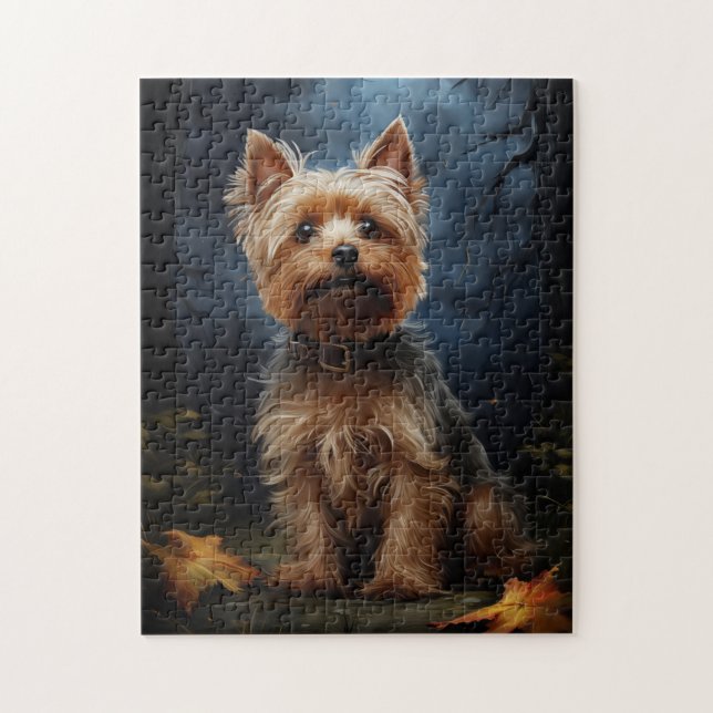 Puzzle Yorkshire terrier sur la nuit lune (Vertical)