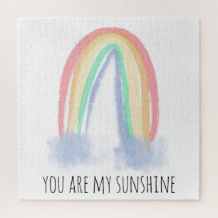 Puzzle You are my sunshine watercolor painted rainbow