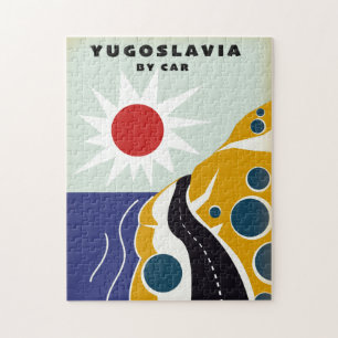 Puzzle Yougoslavie En voiture poster de voyage vintage