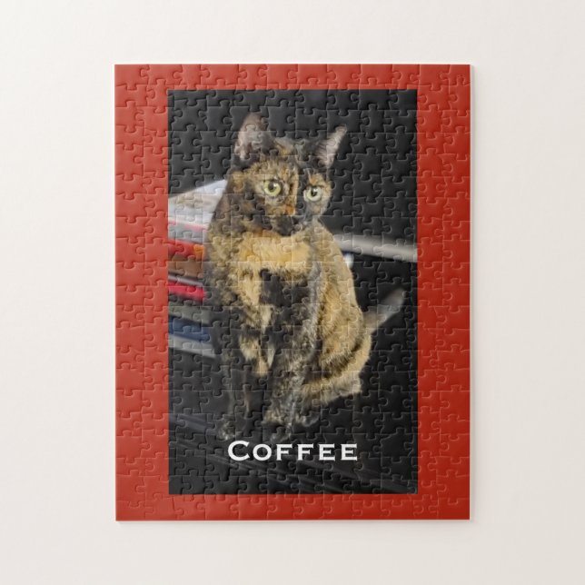 Puzzle Your Pet Photo, Name, Red Background, Personalized (Vertical)